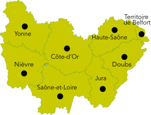 Carte Bourgogne Franche Comté